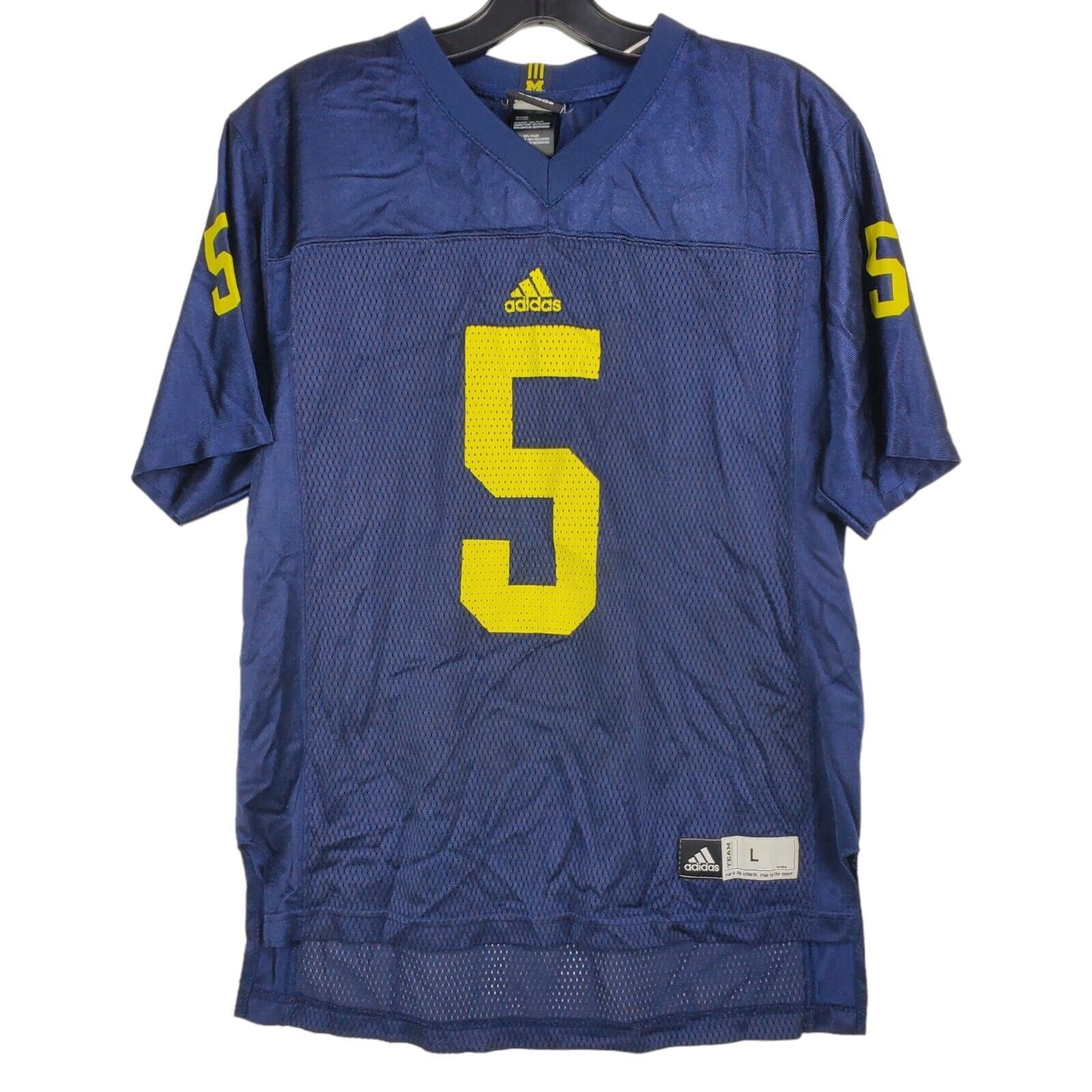 Vintage Michigan Wolverines Jersey Boys Large Blue #5 Adidas College Football
